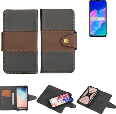 Produktbild von K-S-Trade Handyhülle Schutzhülle Hülle Bookstyle Wallet-Case kompatibel mit Huawei Y7p Bumper Rundumschutz schwarz-braun 1x