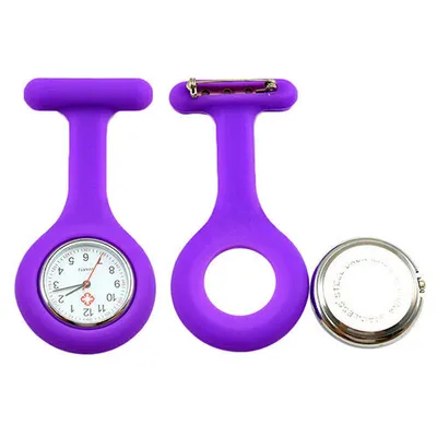 Produktbild von Nurse Watch Schwesternuhr Silikon  Krankenschwesternuhr Pulsuhr Kitteluhr Pflege Violett #8