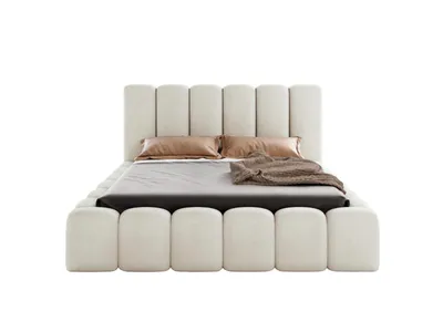 Produktbild von LUXKOR24 Polsterbett VELORA 180x200cm mit Bettkasten & Metallgestell - Bouclé Stoff ECRU GERRA