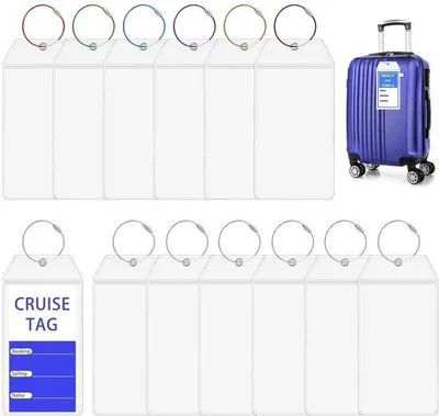 Immagine prodotto di Etichette da viaggio resistenti all'acqua - 12 pezzi - trasparenti