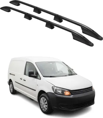 Image de Barres de toit longitudinales pour VW Caddy 2010-2015 L2 Long Aluminium Noir