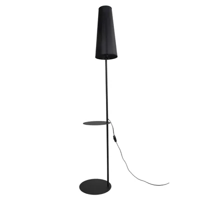 Obrázek produktu pro Stojací lampa látková kovová E27 170 cm vysoká černá moderní stojací lampa