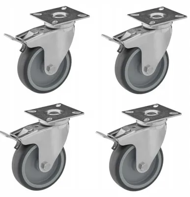 Produktbild von Rader 125 mm Schwerlast-Lenkrollen 4er Set bodenschonend gummiert