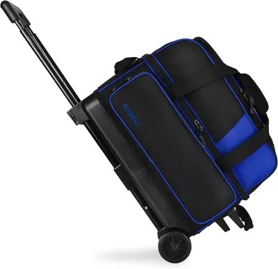 Productafbeelding van Bowlingtas met wielen - Roller tas - Bowlinguitrusting vervoeren - Apart schoenenvak - Voor 2 ballen - Blauw