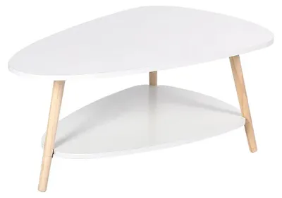 Image de Table basse - Triangulaire - Avec rangement - En bois - Style moderne et minimaliste - Blanche