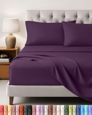 Image de Ensemble de draps Utopia, 4 pièces, 180x200 cm, couleur lilas