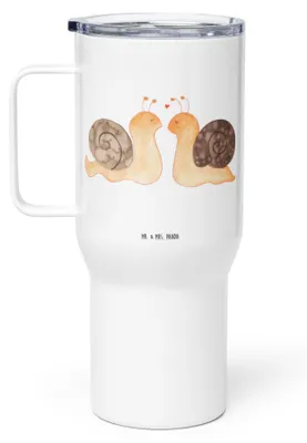 Produktbild von Mr. & Mrs. Panda thermosbecher Schnecken Liebe - Weiß - Geschenk, Trinkgefäß, Freundin, getränkebecher, Pärchen, Paar, Kaffee-Thermobecher, Verliebt, Kaffee-to-go-Becher