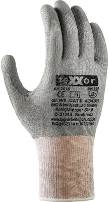Produktbild von teXXor® Schnittschutz-Strickhandschuhe PolyurethanBESCHICHTUNG 7, grau/grau