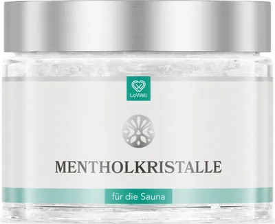 Produktbild von LoWell® 200g Mentholkristalle aus 100% reiner Minze - Ideal als Sauna Aufgussmittel für die Sauna in wiederverschließbarer Dose - Menthol