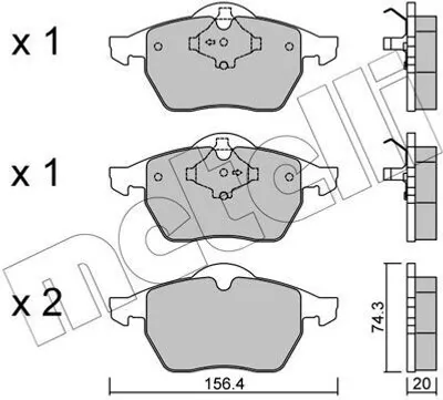 Produktbild von METELLI 22-0181-1 Bremsbeläge Satz Vorne Bremsklötze für AUDI A4 Limousine (8D2, B5) A4 Avant (8D5, B5) für VW PASSAT Variant (3B5) PASSAT (3B2)