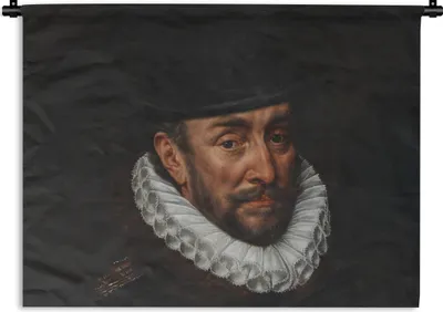 Produktbild von MuchoWow® Wandteppich Wandbehang Wilhelm von Oranien - Adriaen Thomasz - Hut 150x112.50 cm Tapisserie Dekoration Wandtuch - Wanddecke - Wandteppiche