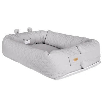Produktbild von roba Babylounge 'roba Style', Kuschelnest mit Bärengesicht 'Sammy', grau