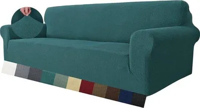 Produktbild von Schwarzes Stretch-Sofahoes für 4-Sitzer, Jacquard, hundebeständig
