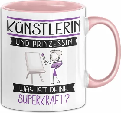Produktbild von Künstlerin Und Prinzessin Tasse Geschenk Für Eine Künstlerin Geburtstag Was Ist Deine Superkraft (Rosa)