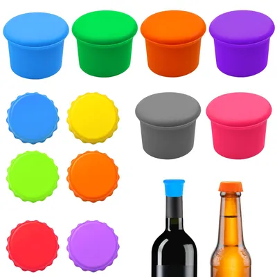 Silikon-Kronkorken 12er-Set, bunt, wiederverwendbar, für Bier & Wein