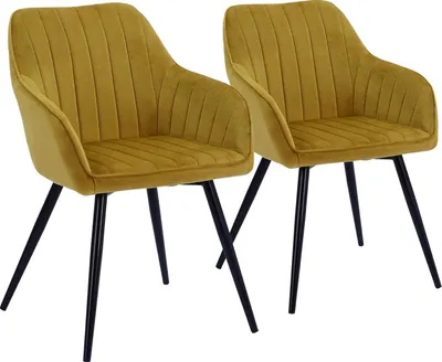 Image de Lot de 2 chaises en velours BERTILLE moutarde