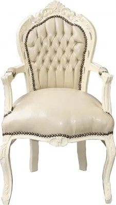 Produktbild von Casa Padrino Barock Esszimmerstuhl mit Armlehnen Creme / Creme - Möbel Barock Stuhl
