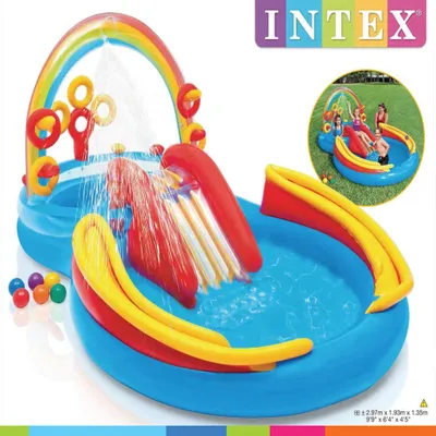 Produktbild von INTEX Pool Aufblasbar Rainbow Ring Play Center 297x193 x135 cm