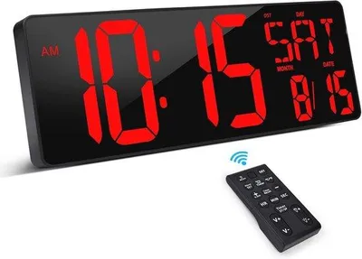 Obrázek produktu pro Velké digitální nástěnné hodiny s dálkovým ovládáním – 16,5palcový LED displej s časovačem, nastavitelným jasem, datem a teplotou