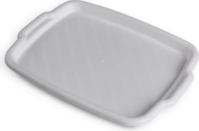 Immagine prodotto di Vassoio da portata Vassoio da portata con manici - Vassoio da colazione per caffè, tè, cibo - Rettangolare (bianco) 45 cm x 33 cm x 3 cm