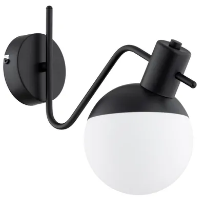 Zdjęcie produktu dla Kinkiet biała kula ESTERA czarny 1xE14x10W metal wym:26x15x33cm IP20 Alfa