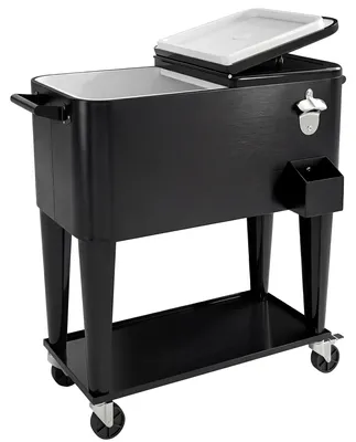 Produktbild von Kühlwagen mit Ablage, Abfluss, Rollen und schwarzem Design