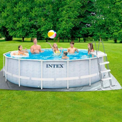 Zdjęcie produktu dla Intex 26746NP, 19156 l, Basen ramowy, Dziecko i dorosły, Drabina, Niebieski, Szary