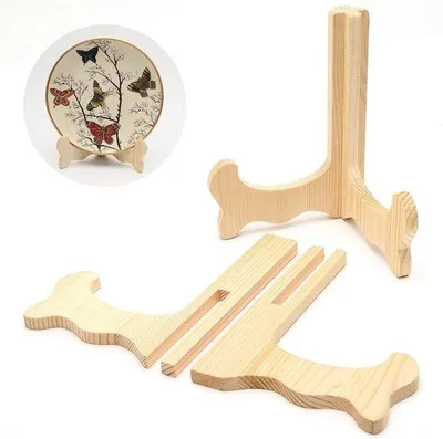 Image de Allecto Premium - Lot de 2 supports en bois pour assiettes, chevalets, livres et cadres photo au look élégant