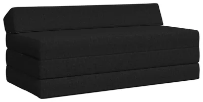 Zdjęcie produktu dla vidaXL Rozkładana sofa, czarna, 120 x 60 x 49 cm, materiał