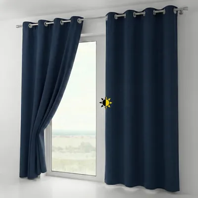 Verdunkelungsvorhang mit Ösen, 140x175 cm, marineblau, Polyester
