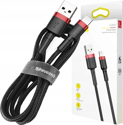 Immagine prodotto di Cavo Lightning Usb Baseus Cafule 1,5A 2M (Czarno-Czerwony)