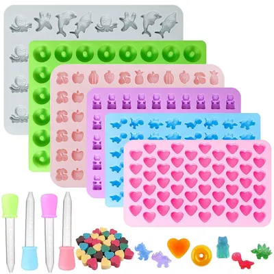 Immagine prodotto di Set di 6 stampi in silicone per caramelle gommose e dolcetti, con 4 forme a goccia