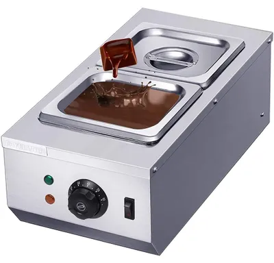 Schokoladenschmelzgerät, 6 l, Doppeltank, Edelstahl, 30–80 °C, 600 W