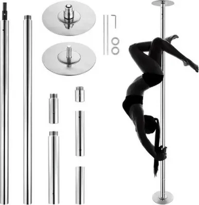 Produktbild von Famanu Tanzstange - Höhenverstellbar bis 282,4 cm - Tragbar - Edelstahl - Maximalgewicht 200 kg