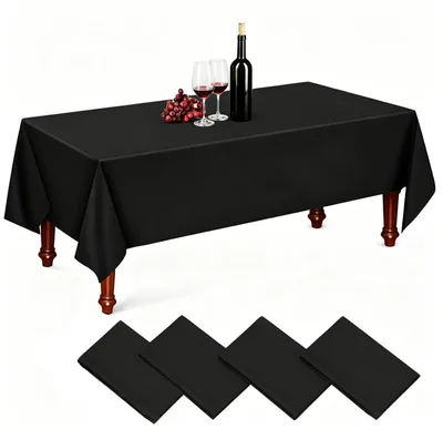 Produktbild von Einweg Tischdecke Schwarz 4 Stück 137x274cm Wasserdicht PEVA Bierzeltgarnitur Rechteckig