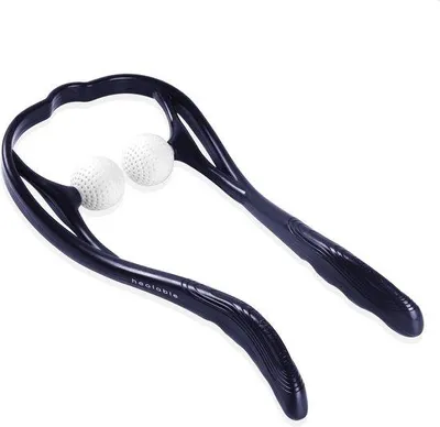 Produktbild von Unyqoos® Nackenmassagegerät & Rückenstrecker – Shiatsu Triggerpunkt-Massage, 2 Silikonbälle, Kunststoff, tragbar gegen Nackenschmerzen & Migräne