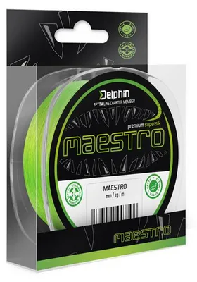 Produktbild von DELPHIN MAESTRO, 150m, 0,13mm, 8kg / 17,64lbs, Geflochtene Angelschnur, Fluo Grün, 1Stk., 101003985