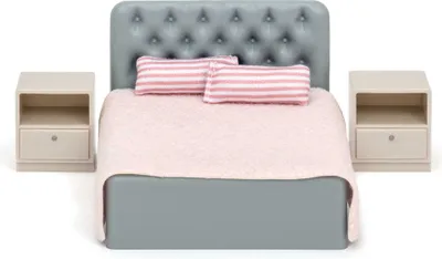 Image de Lundby Maison de poupées - Ensemble chambre à coucher gris rose Meubles-jouets