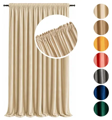 Produktbild von MEBLEODNOWA, Samtvorhang, Samtstoff, Vorhang mit Kräuselband, Creme, 140x250 cm, Weicher Samt, Pflegeleichter, Tunnelzug, Gardinenhaken