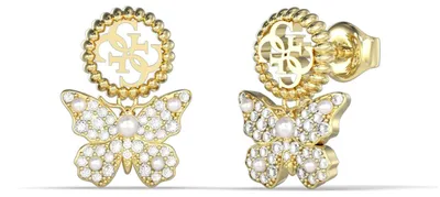 Produktbild von Guess JUBE06132JWYGT/U Damen Ohrstecker Schmetterling Edelstahl Gold weiß