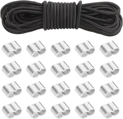 Imagen del producto de Cuerda elástica de goma, 8 mm x 10 m, con 20 abrazaderas, para uso en exteriores