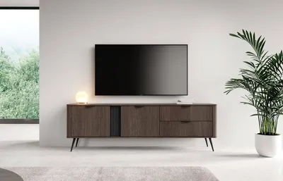 Produktbild von TV-Lowboard E Veris 2d2s 195cm Eiche Dunin + Schwarz