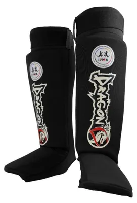 Produktbild von DragonDo 40610 IFMA Approved Neopren Schienbeinschützer & Spannschutz - Professioneller Muay Thai & Kickboxen Beinschutz - rutschfest, Stoßfest & Offizielle Wettkampfqualität (Schwarz, L)