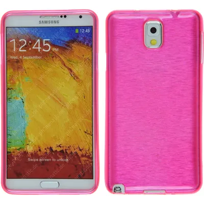 Produktbild von PhoneNatic Case kompatibel mit Samsung Galaxy Note 3 - pink Silikon Hülle brushed + 2 Schutzfolien