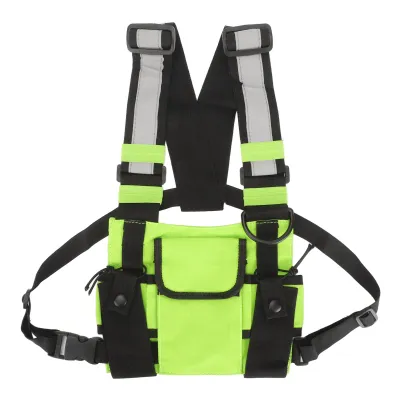 Image de Universal Radio Brustgurt Sac Réglable Radio Harness Poche poitrine Pack Gilet pour radio bidirectionnelle Fruit Green