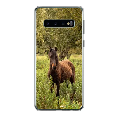 Produktbild von MuchoWow® Handyhülle Schutzhülle Hülle für Samsung Galaxy S10 Pferd - Wald - Gras Silikon Softcase Handy Hülle - Handytasche