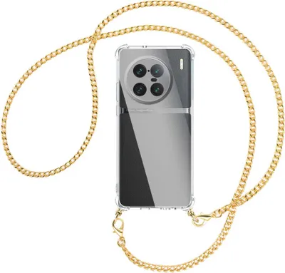 Produktbild von Handykette Backcover-Schutzhülle mit Band (Metall goldfarben) für vivo X90 Pro Plus (V2227A, 6.78'') - goldfarbene Kette