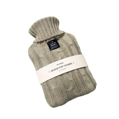 Produktbild von Wärmflasche mit weichem Strickbezug Auslaufsichere Wärmeflasche Bettflasche zur Schmerzlinderung aus Naturkautschuk für Kinder 2000ml Grün