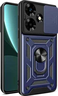 Produktbild von Hülle für Infinix Hot 30 mit Ring Ständer Halter Dia Kameraschutz TPU PC Hybrid Handyhülle Blau