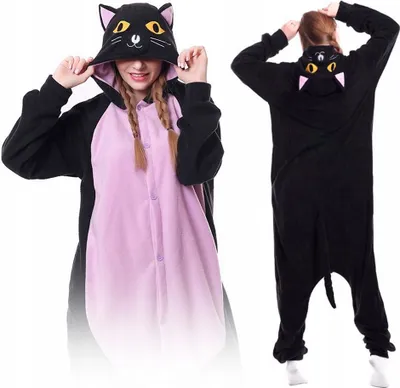 Immagine prodotto di Tuta Onesie per donne e uomini - Pigiama morbido e accogliente - Pigiama caldo - Motivo animale popolare e divertente - Taglia - S - Gatto